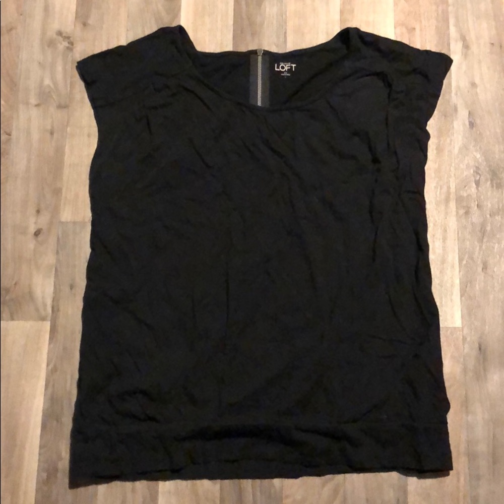 Black Cap Sleeve top with Zipper Detail